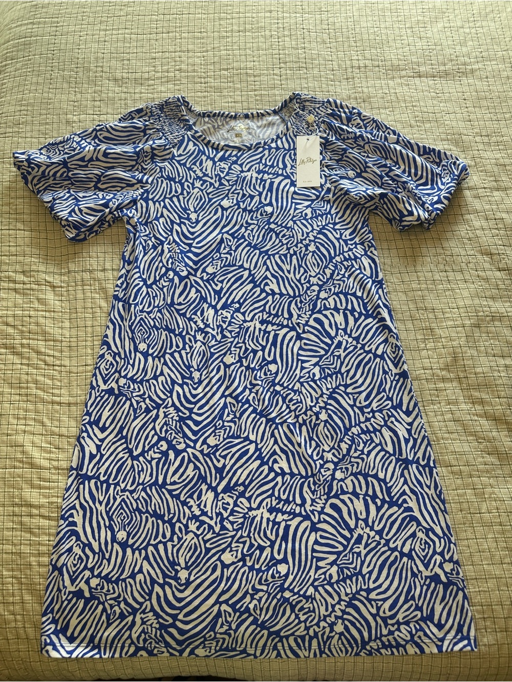 Lilly Pulitzer Royal Blue and White Zebra-Print Tunic